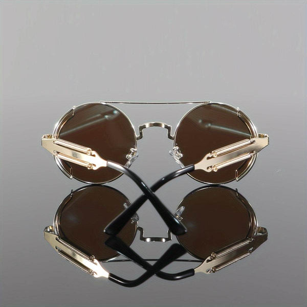 Men's Steampunk Metal Round Frame Fashion Glasses - SunglassesMart