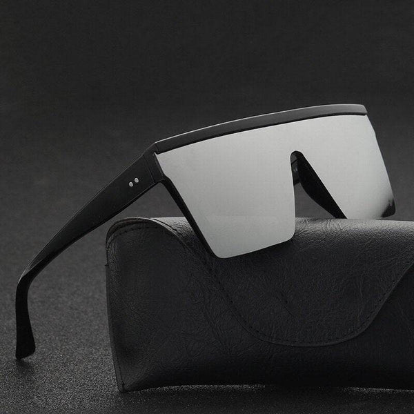 Flat Top Sunglasses Men Black Square Shades UV400 - SunglassesMart