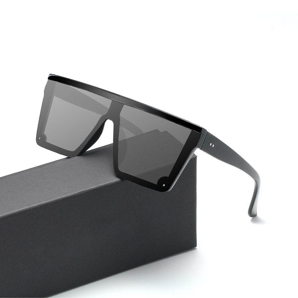 Flat Top Sunglasses Men Black Square Shades UV400 - SunglassesMart