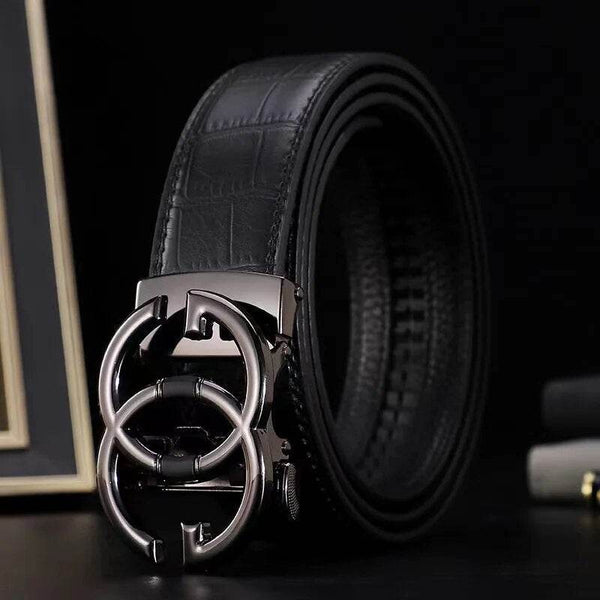 Men's Leather Automatic Buckle Belt - SunglassesMart
