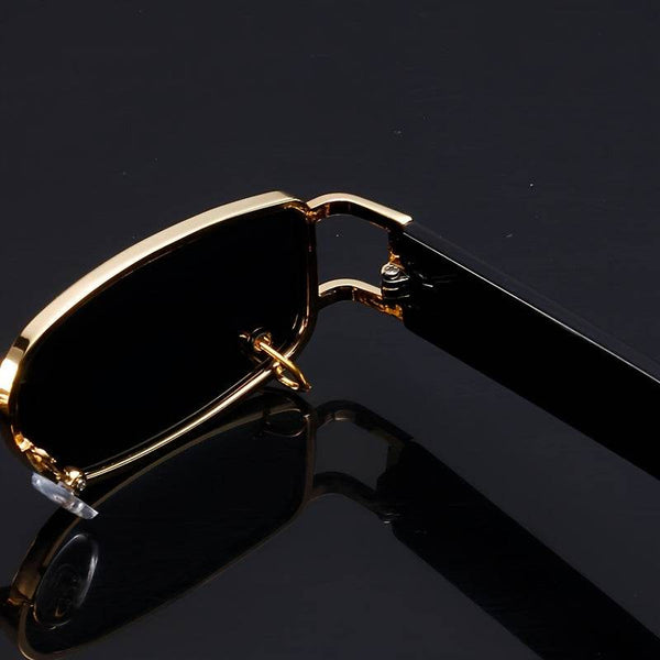 Luxury Golden Steam Punk Rectangle Metal Frame Decorative Eyeglasses - SunglassesMart
