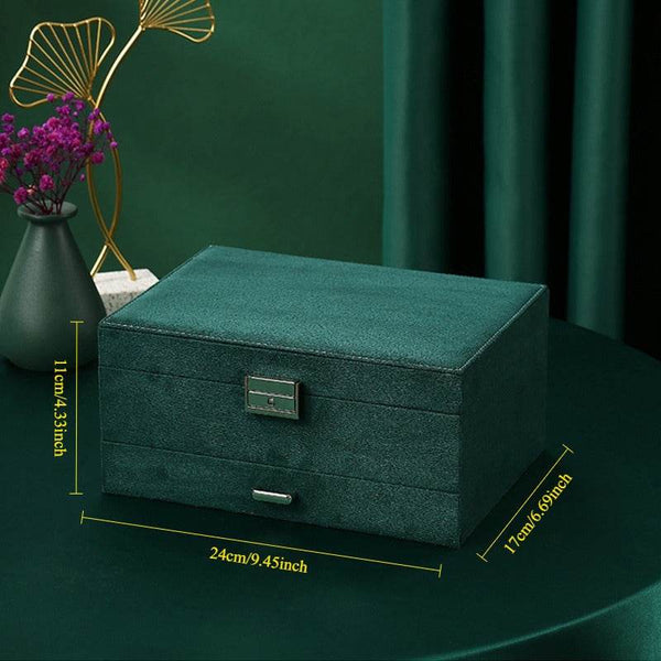 Luxury Velvet Jewelry Organizer Box with Drawers - SunglassesMart