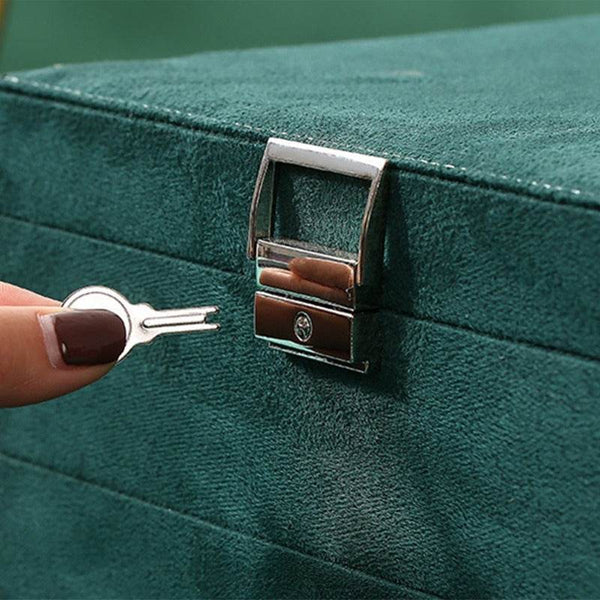 Luxury Velvet Jewelry Organizer Box with Drawers - SunglassesMart