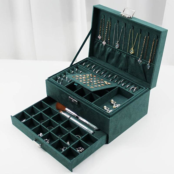 Luxury Velvet Jewelry Organizer Box with Drawers - SunglassesMart