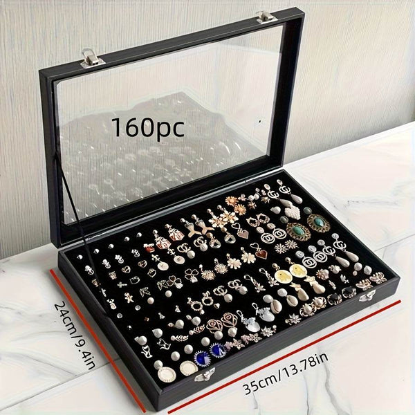160-Hole Jewelry Organizer Box with Insertable Sponge Inserts - SunglassesMart