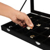 SUNGLASSES MART Luxury 24-Grid Velvet Jewelry Organizer with Glass Lid & Lock - SunglassesMart