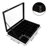 SUNGLASSES MART Luxury 24-Grid Velvet Jewelry Organizer with Glass Lid & Lock - SunglassesMart