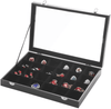SUNGLASSES MART Luxury 24-Grid Velvet Jewelry Organizer with Glass Lid & Lock - SunglassesMart