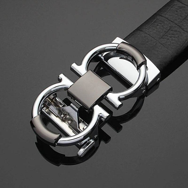Sunglasses Mart Metal Design Auto Buckle Designer Genuine Leather Belt For Men - SunglassesMart