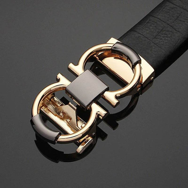 Sunglasses Mart Metal Design Auto Buckle Designer Genuine Leather Belt For Men - SunglassesMart