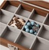 SUNGLASSES MART 24-Grid Wooden Jewelry Organizer Box with Glass Lid & Lock - SunglassesMart