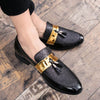 Men Flat Black Golden Formal Patchwork Shoe PU Leather Casual Men-JM - SunglassesMart
