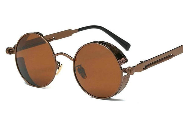 Vintage Retro Polarized Round Steampunk Sunglasses - SunglassesMart