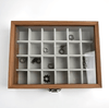 SUNGLASSES MART 24-Grid Wooden Jewelry Organizer Box with Glass Lid & Lock - SunglassesMart