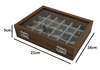 SUNGLASSES MART 24-Grid Wooden Jewelry Organizer Box with Glass Lid & Lock - SunglassesMart