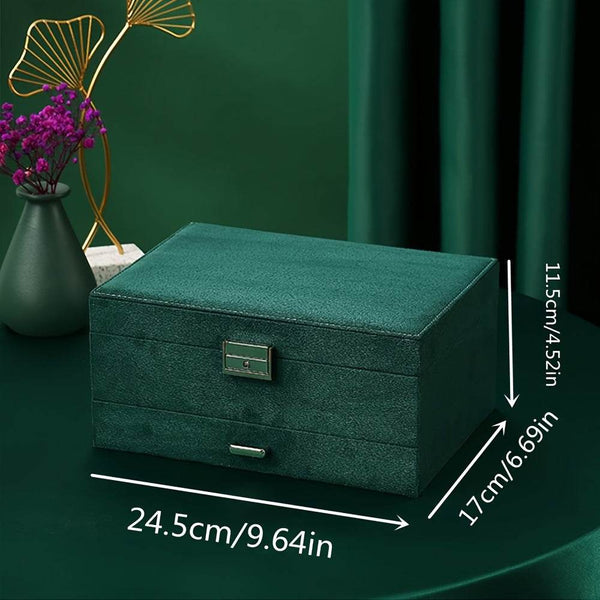 Luxury Velvet Jewelry Organizer Box with Drawers - SunglassesMart