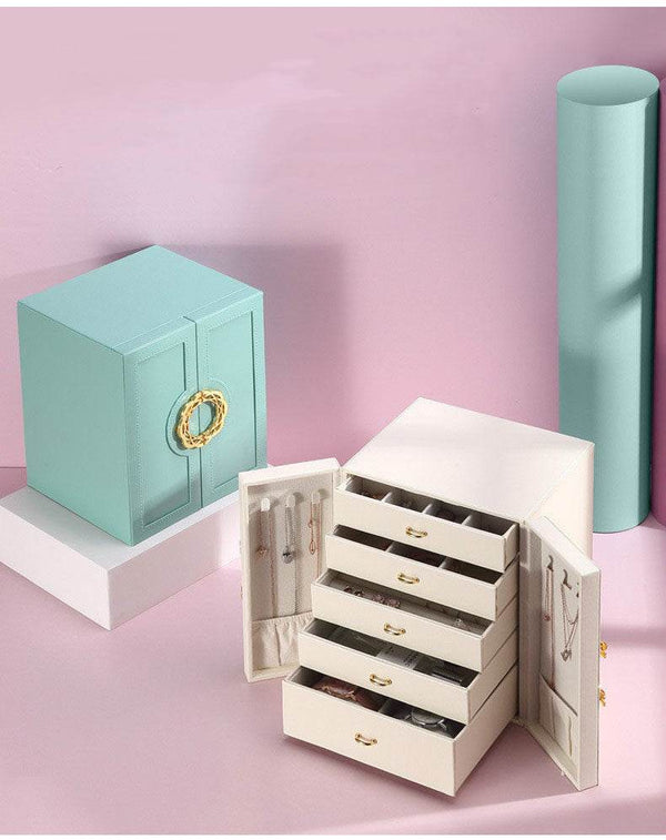 Convenient LuxuryJewellery Box with 5 Levels Large Jewellery Case with Drawer and Watch - SunglassesMart