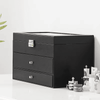 12 Slot Faux Leather Lockable Watch Organizer Box, 3-Tier Jewelry & Sunglasses Display Case - SunglassesMart