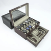 Luxury 2-Layer 12-Slot Lockable Watch Box with Glass Lid & Drawer - SunglassesMart