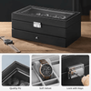 Luxury 2-Layer 12-Slot Lockable Watch Box with Glass Lid & Drawer - SunglassesMart
