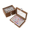 Elegant 7-Grid Wooden Ring Jewelry Box Velvet Organizer | SUNGLASSES MART - SunglassesMart