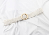 Korean Style Woven PU Straw Belt for Women with Wooden Buckle