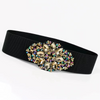 Luxury Women’s Rhinestone Waist Belt – Elastic PU Crystal Buckle Dress Belt