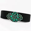 Luxury Women’s Rhinestone Waist Belt – Elastic PU Crystal Buckle Dress Belt