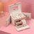 Leather 3-Tier Luxury Travel Jewelry Box with Lock and Mirror - SunglassesMart