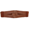 Women’s Gold Elastic Wide Waist Belt – Shiny Party Girdle Dress Accessory