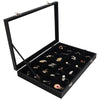 SUNGLASSES MART Luxury 24-Grid Velvet Jewelry Organizer with Glass Lid & Lock - SunglassesMart