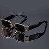 Luxury Golden Steam Punk Rectangle Metal Frame Decorative Eyeglasses - SunglassesMart