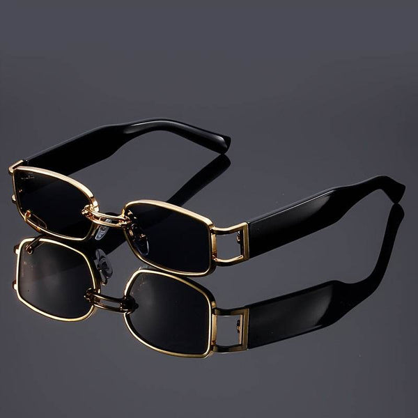Luxury Golden Steam Punk Rectangle Metal Frame Decorative Eyeglasses - SunglassesMart