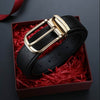 Elegant Men's Genuine Leather Belt Golden-Tone Needle Buckle - SunglassesMart