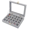 24-Compartment Velvet Earring & Ring Organizer Box - SunglassesMart
