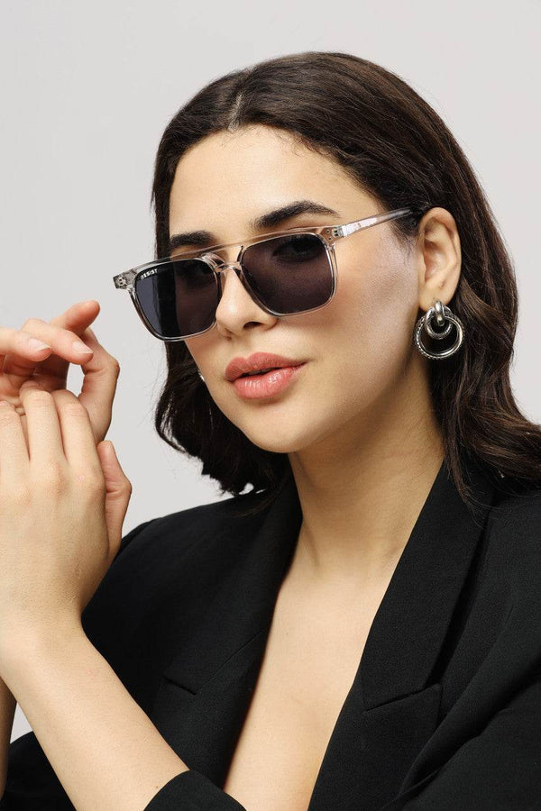 Classic Retro Jasper Grey Square Sunglasses (55 mm) - SunglassesMart