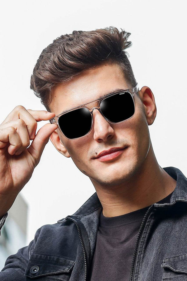 Classic Retro Jasper Grey Square Sunglasses (55 mm) - SunglassesMart
