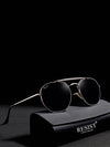 Classic Hexagonal Rectangular Sunglasses (56 mm, Silver Frame) - SunglassesMart