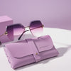 Chic Rimless Women's Glasses with Case – Simple, Retro & Elegant