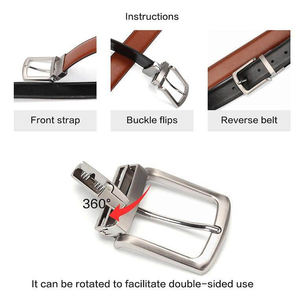 Men's Genuine Leather Reversible Belt - SunglassesMart