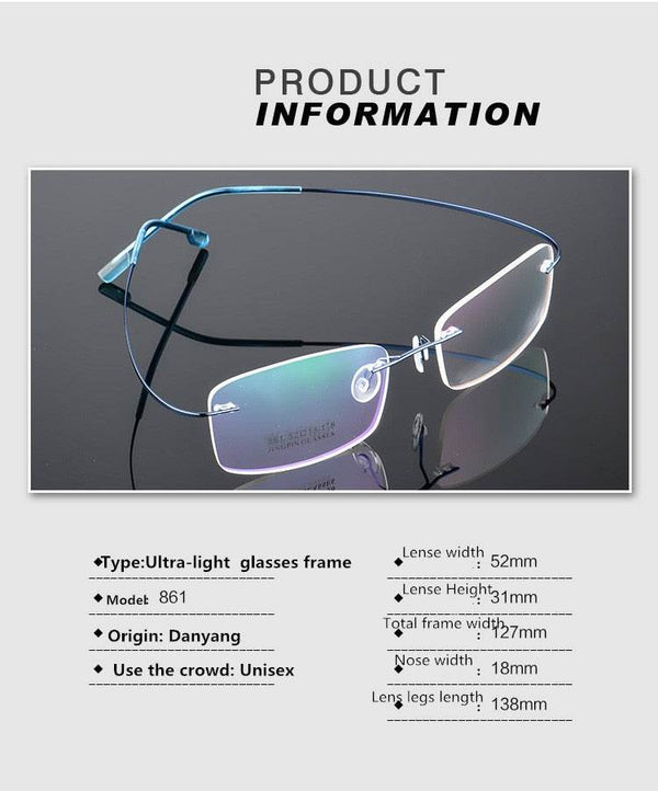 Rimless Titanium Glasses Frames Flexible Optical Frame - SunglassesMart