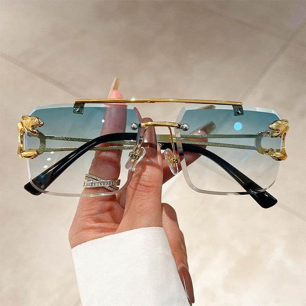 Double Bridges Leopard Rimless Sunglasses - SunglassesMart