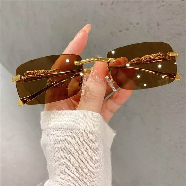 Edgy Retro Chic Rimless Sunglasses - SunglassesMart