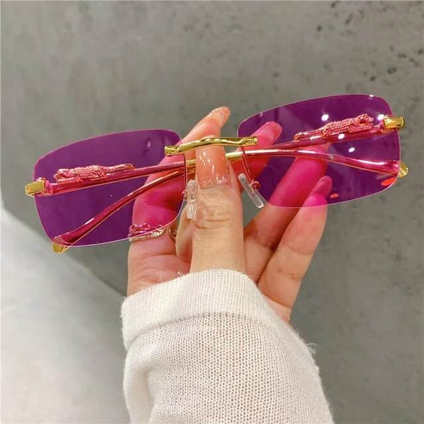 Edgy Retro Chic Rimless Sunglasses - SunglassesMart