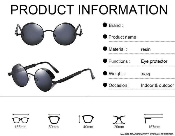 New Gothic Steampunk Round Sunglasses - SunglassesMart