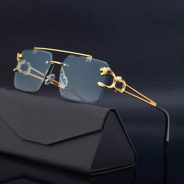 Double Bridges Leopard Rimless Sunglasses - SunglassesMart