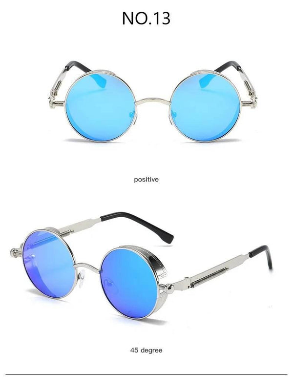 Steampunk Round Metal Sunglasses - SunglassesMart