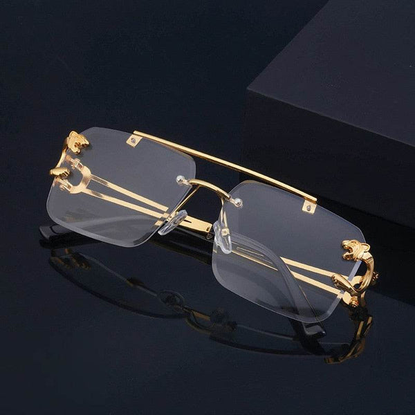 Double Bridges Leopard Rimless Sunglasses - SunglassesMart
