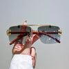 Double Bridge Rimless Sunglasses - SunglassesMart