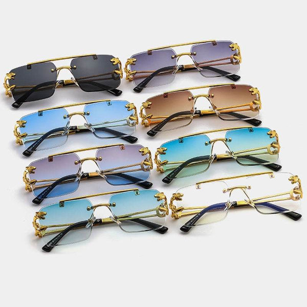 Double Bridges Leopard Rimless Sunglasses - SunglassesMart